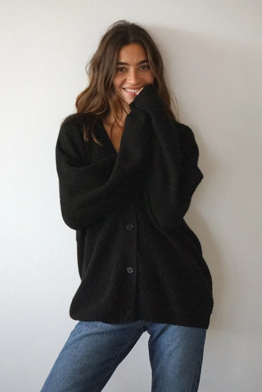 The Cashmere Muma Cardigan // Noir Striped Floral Plaid