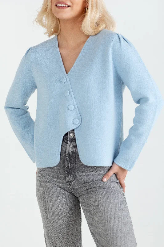 "The Clara" - Wave Cardigan (Blue) Fitted Slim Tailored