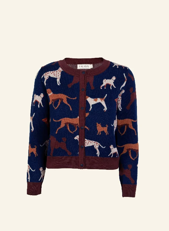 Vera Jacquard Cardigan - Navy Woof Oversized Loose Flowy