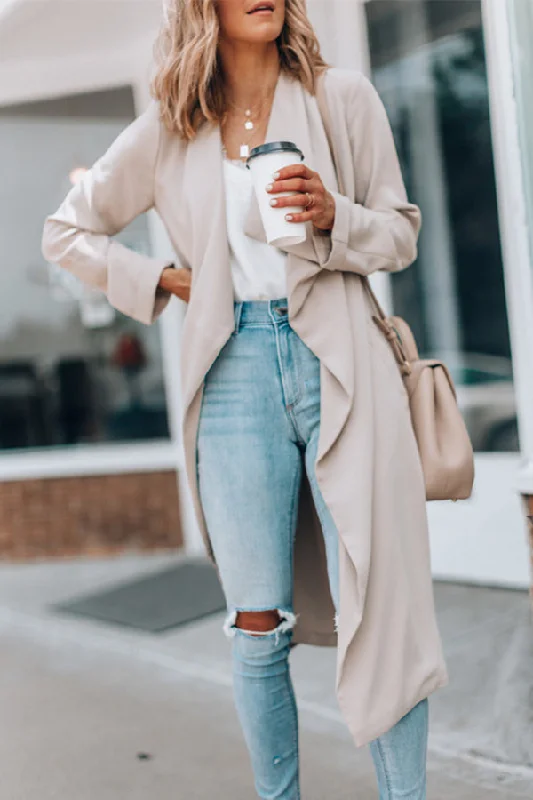Make It Happen Lapel Midi Trench Coat Fashionable Long Wool Trench